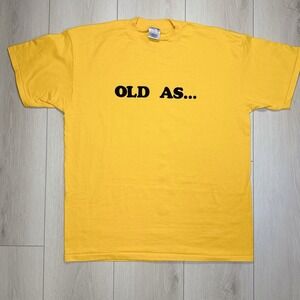 VTG Oneita Power 50 Yellow OLD AS THE SUN Graphic T-Shirt XXL Single Stitch